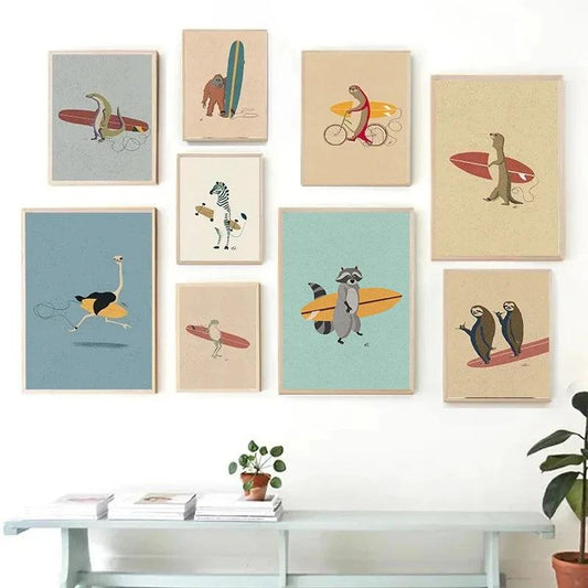 Surfing Animal Poster