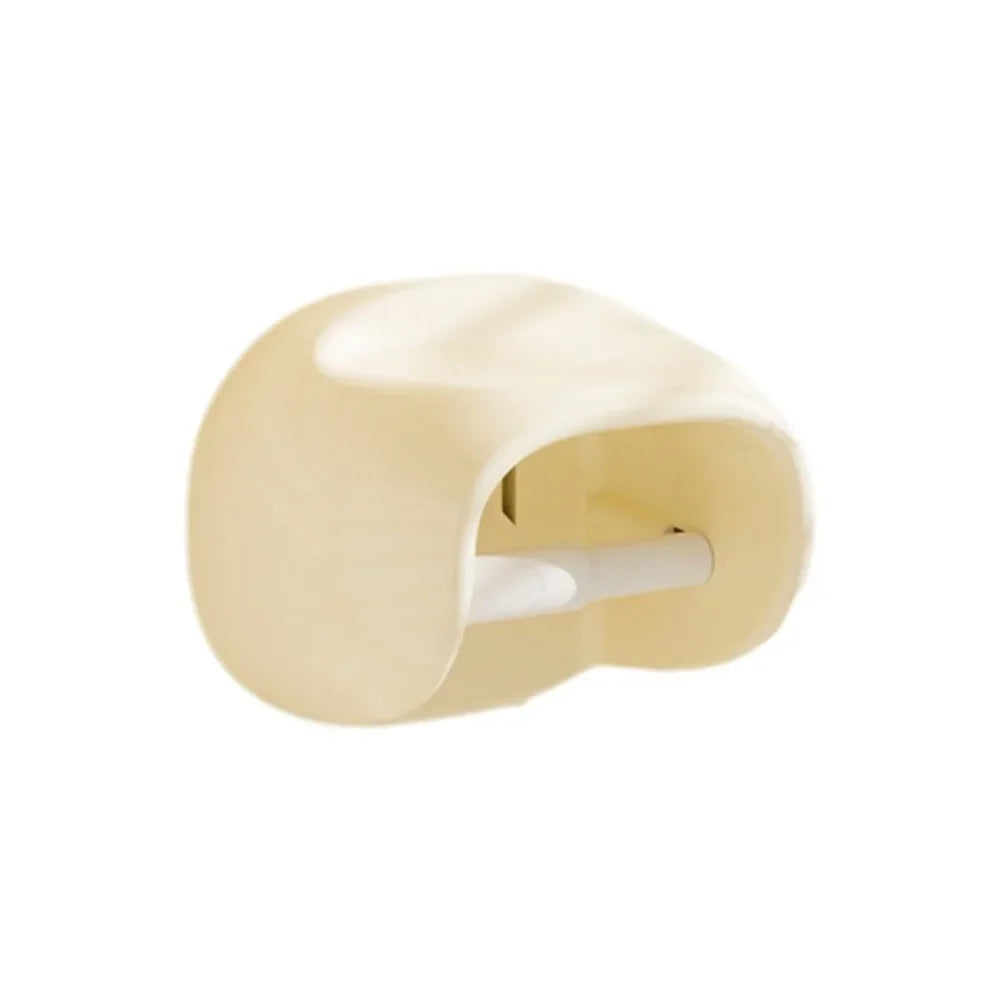 White Vintage Roll Holder with a white stone on a white background