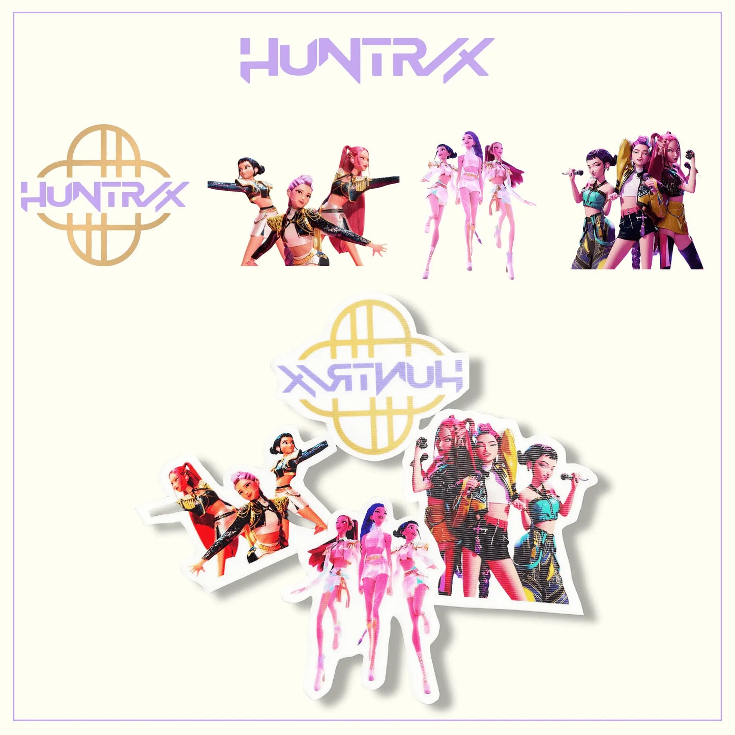 Huntrix logo and character