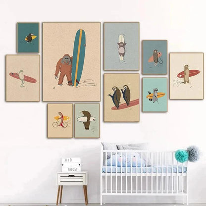 Surfing Animal Poster